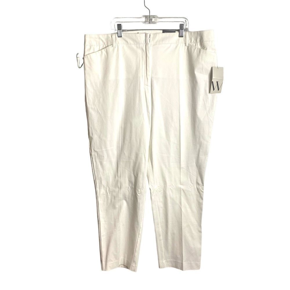 NWT Worthington Women's‎ Pleated Mid Rise Slim Ankle Pants White 18